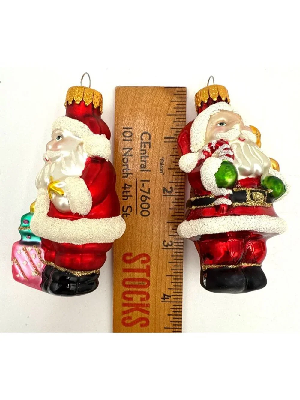 Hand-Painted Glass Santa Claus Christmas Ornaments Set Of 4 Retro Holiday